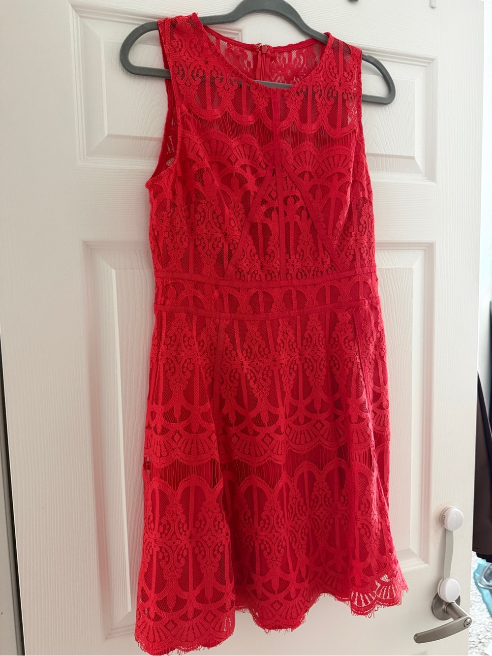 Like new!  Adelyn Rae Red Lace Sleeveless Fit-and-Flare Dress